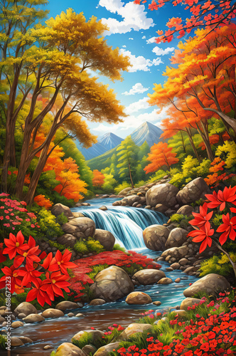 creek and colorful nature