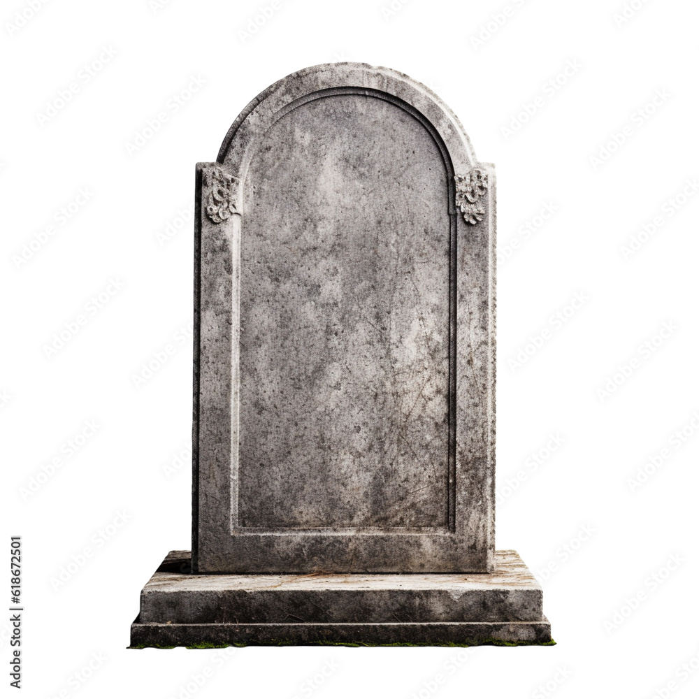 tombstone gravestone isolated on white, generative ai - obrazy, fototapety, plakaty 