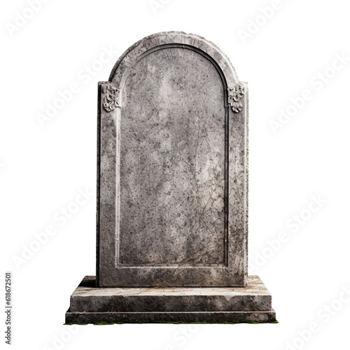 Vászonkép tombstone gravestone isolated on white, generative ai
