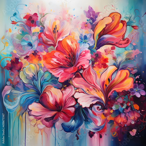 Colorful ethereal abstract multi floral background