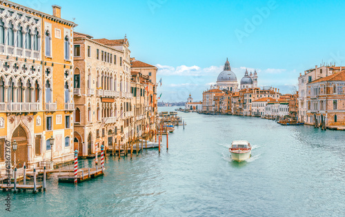 Fotografiet Grand Canal Panorama Splendor in Venice, Veneto, Italy - Travel Concept