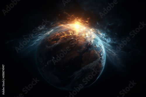 Wallpaper Mural Apocalypse, fire and melting of planet earth. Global warming of the weather climate. A common problem. Save and protect planet earth, importance and necessity, ecology. Torontodigital.ca