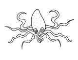 line art marine animal, an octopus on a white background