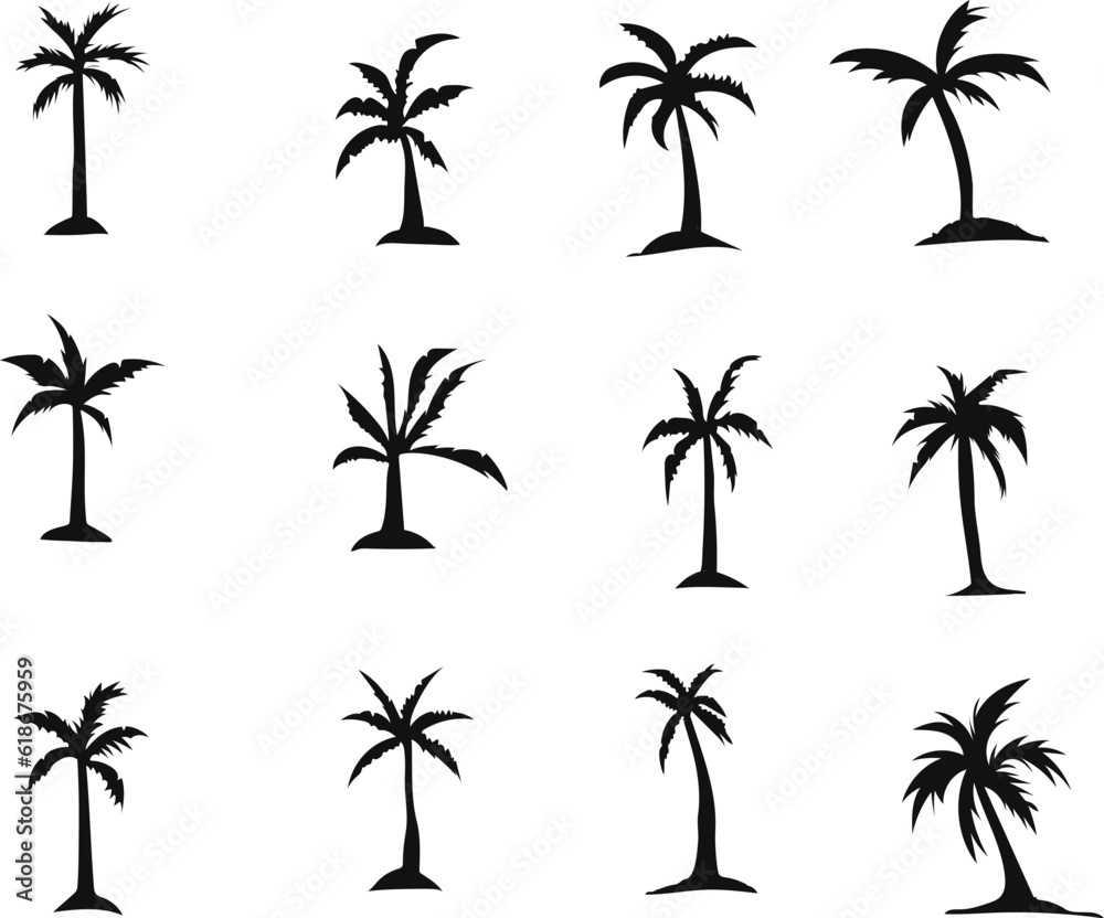 set of palm trees. palm tree icon
