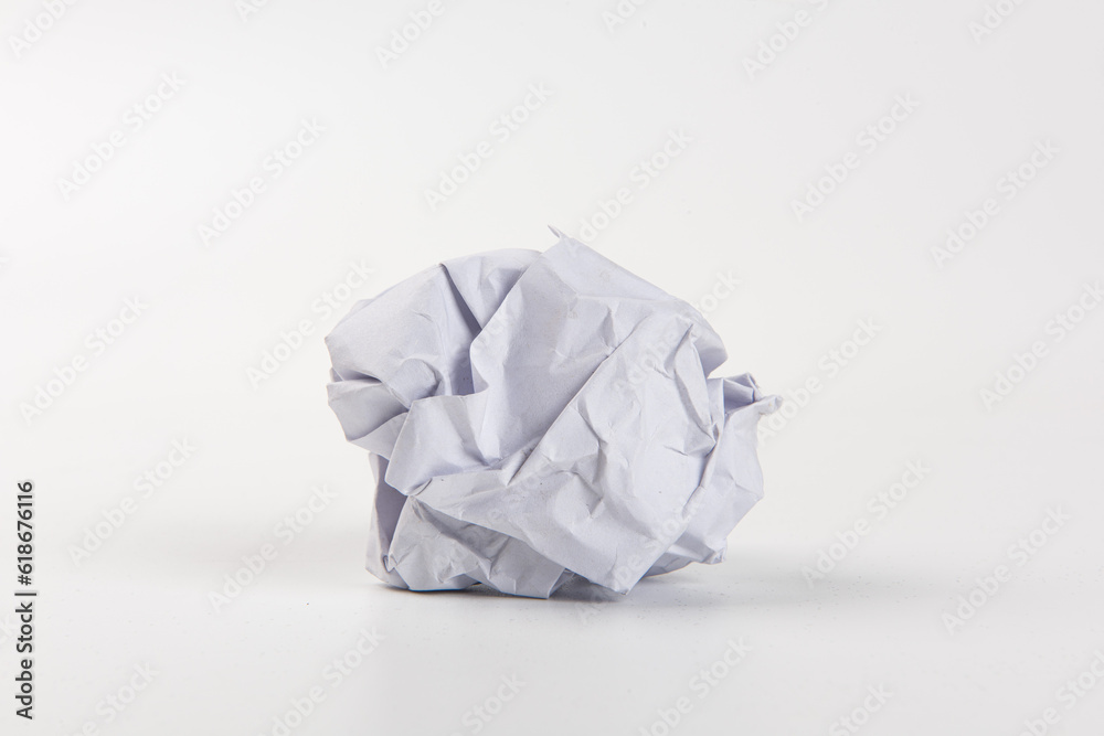 crumpled white paper ball trash isolated on white background crumpled white paper ball trash isolated on white background