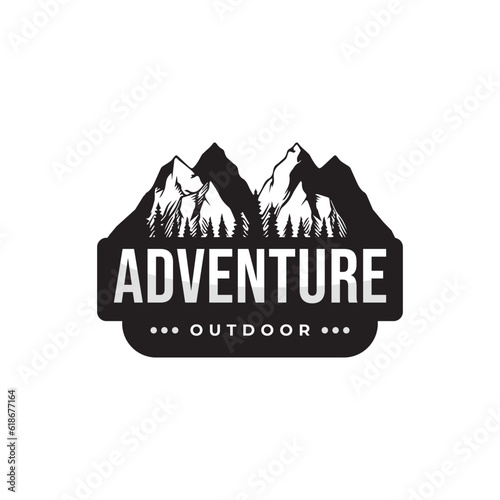 Mountain logo design vector illustration, outdoor adventure . Vector graphic for t shirt and other uses.