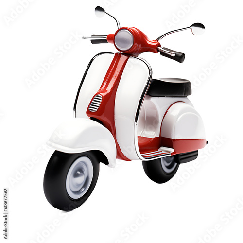 Red scooter isolated on white PNG transparent background