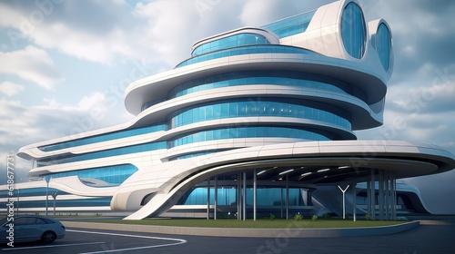 Futuristic hospital building