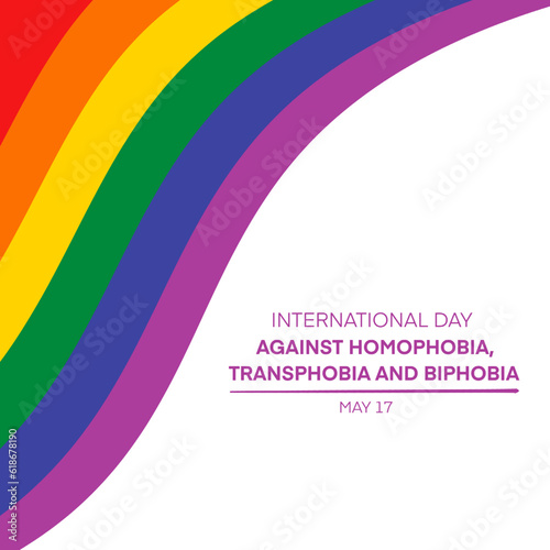 International Day Against Homophobia, Transphobia and Biphobia illustration. Waving abstract pride flag icon isolated on a white background. LGBT flag design element. May 17. Important day