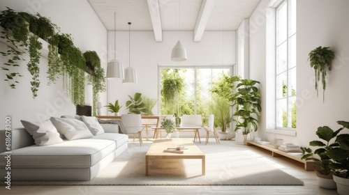 Modern bright interior . 3D rendering