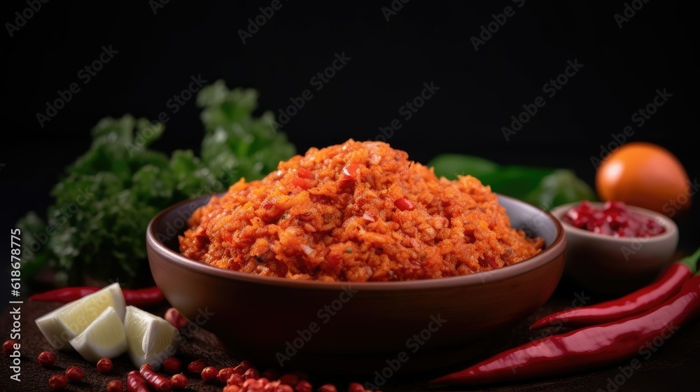 Chili sauce. The spicy taste obtained from the processed chillies, traditional Indonesian Chili Sauce or Sambal Uleg