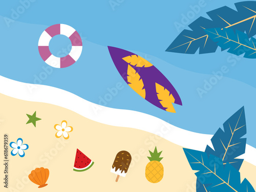 Summer illustration a beautiful view. Vector illustration. Summer time background illustration.