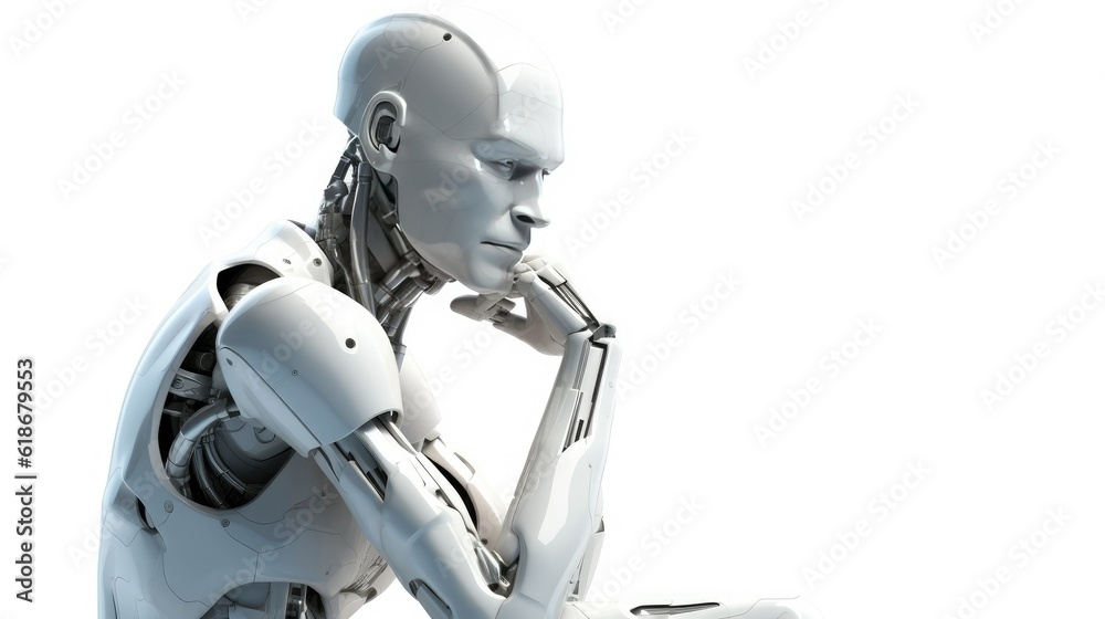 AI cyborg or robot isolated on white with text space can use for advertising, ads, branding AI cyborg or robot isolated on white with text space can use for advertising, ads, branding