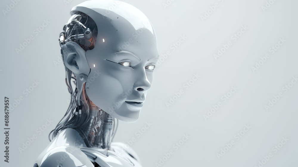 AI cyborg or robot isolated on white with text space can use for advertising, ads, branding AI cyborg or robot isolated on white with text space can use for advertising, ads, branding