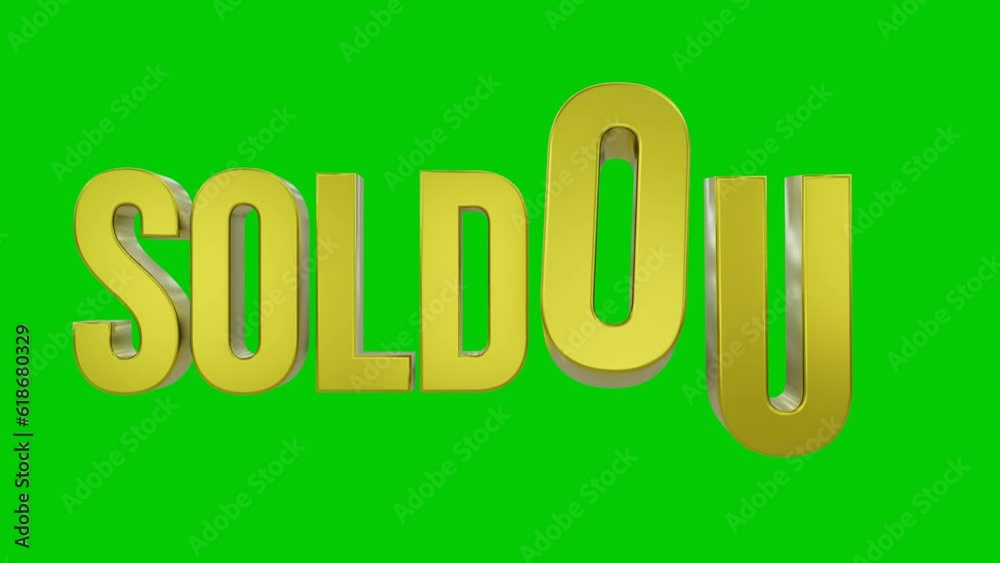 3d text animation sold out gold color in green background. 3d text illustration rendering . 4k resolution looping video 3d text animation sold out gold color in green background. 3d text illustration rendering . 4k resolution looping video