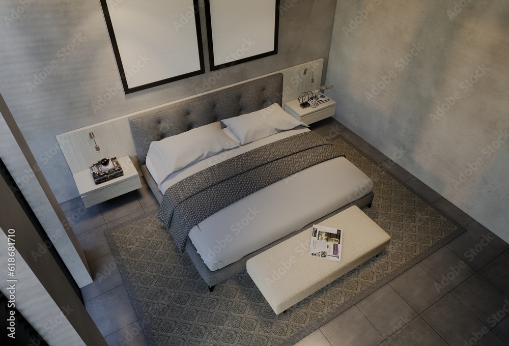 Fototapeta premium Modern Contemporary Bedroom and Natural Tones