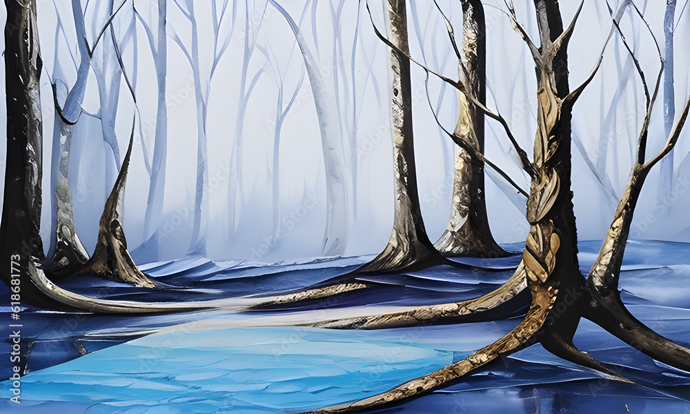 Abstract art, oil painting, wet thick paint, knife brush touches