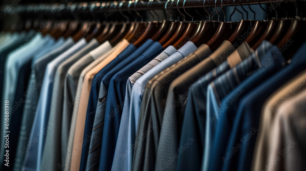 Fototapeta premium Dressshirts and suits on a rack