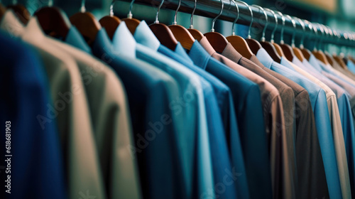 Dressshirts and suits on a rack