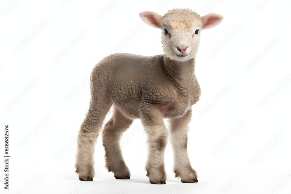 Fototapeta premium little lamb isolated on white background