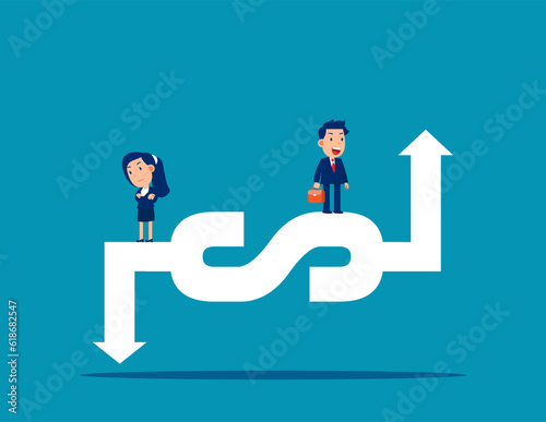 Recession and uptrend dollar sign. Business vector illustration