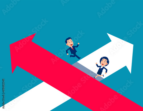Business person choose different directions. Business vector illustration