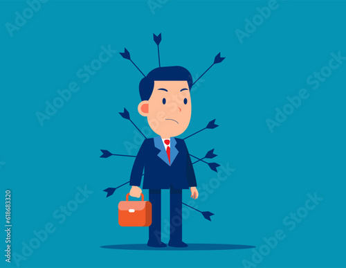 Business person with painful bows. Victim from business betrayal
