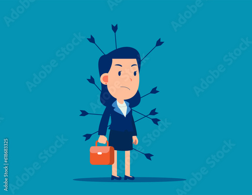 Business person with painful bows. Victim from business betrayal