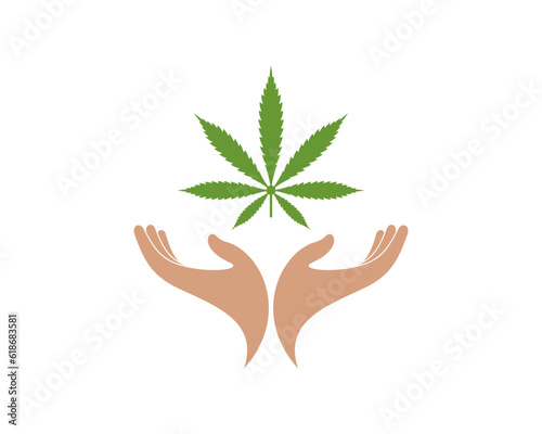Hand with weed on the top