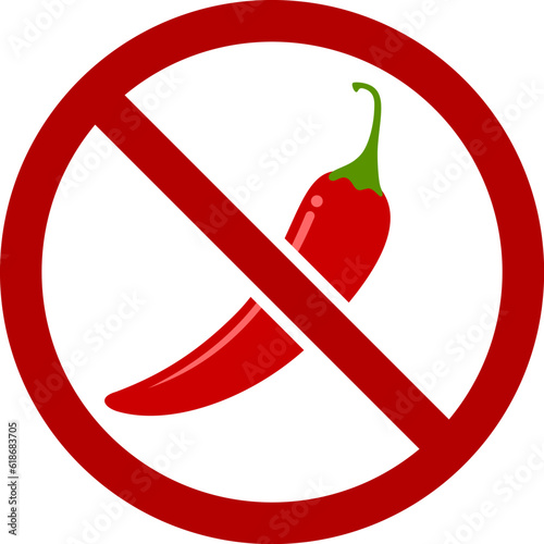 Prohibited sign with red chilli