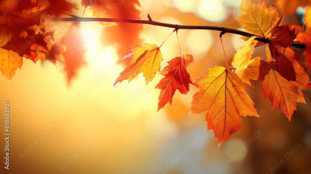 Autumn leaves on bokeh Background