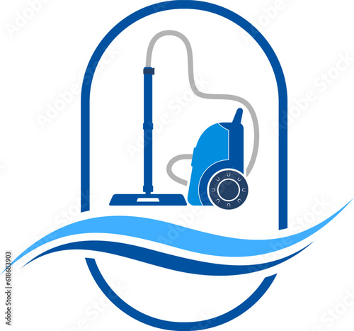 Ellipse shape with vacuum cleaner and wave