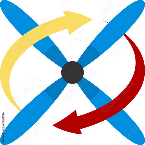 Propeller with circular arrow inside