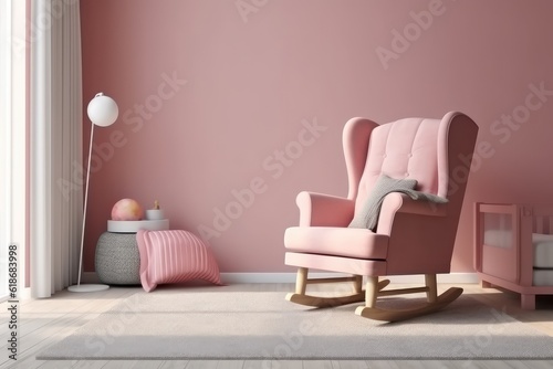 Blush Pink Nursery Rocking Chair with Modern Minimalist Decor