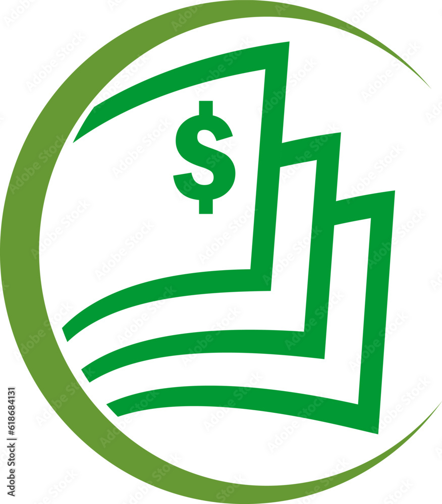 Curve with line art money inside Curve with line art money inside