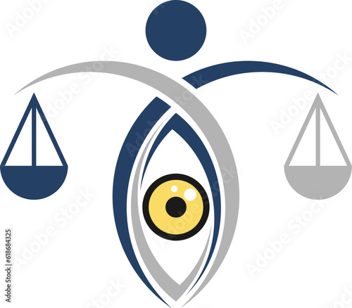 Law scale with people and eye