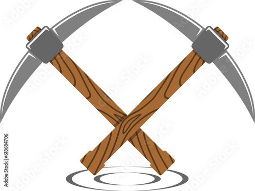Mining axe with wood handle