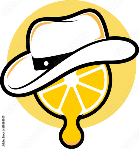 Circle shape with cowboy hat and lemon