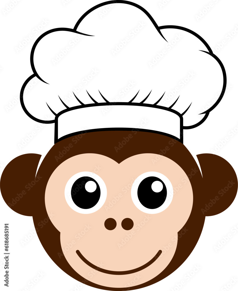 Monkey head with chef hat