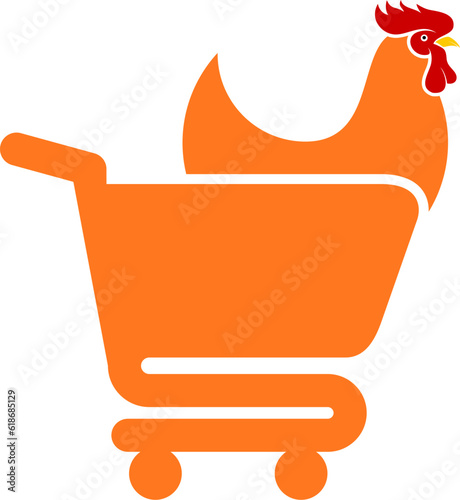 Shopping cart with chicken inside