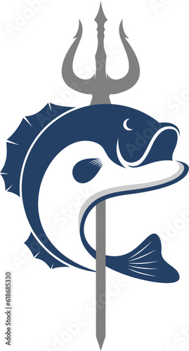 Neptune spear with bass fish