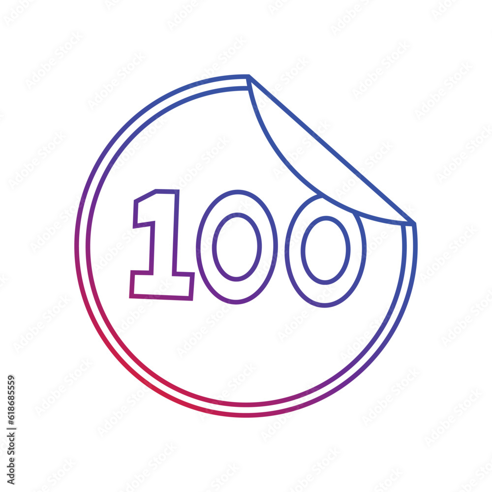 Gradient 100 percent icon. 100 percent sign. Vector illustration on white background. Gradient 100 percent icon. 100 percent sign. Vector illustration on white background.