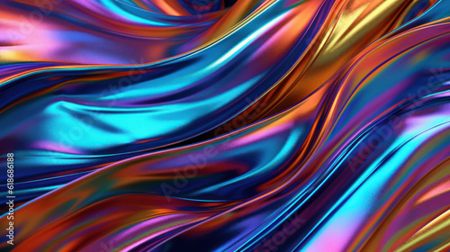 Colorful iridescent metalic foil. Abstract multicolored wallpapper.