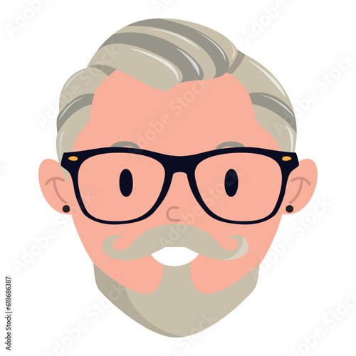 Isolated colored handsome male hipster avatar Vector