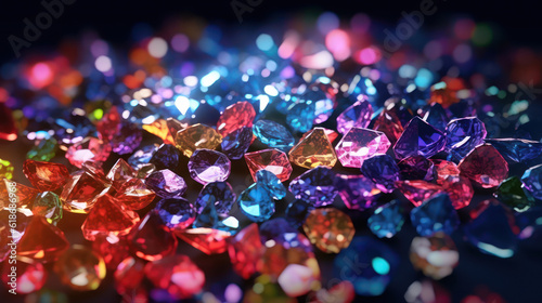 Colorful hundreds of diamond crystals 