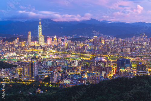 landscape of Taipei city in the night