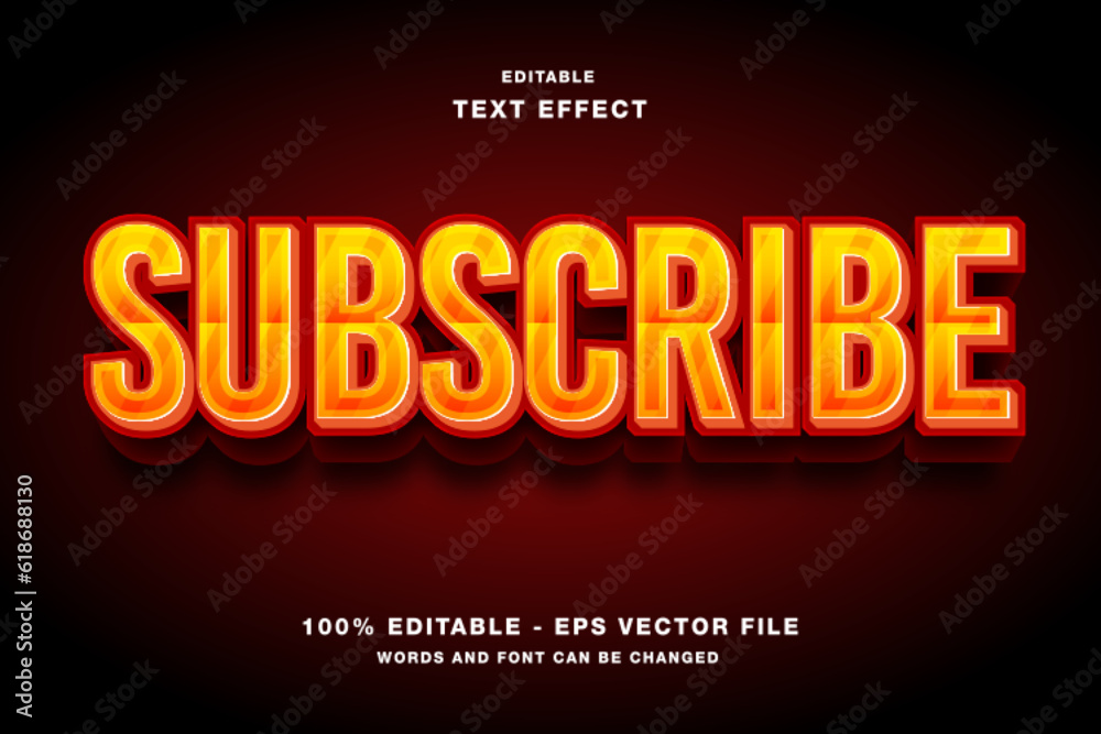 Subscribe 3d modern text style effect editable