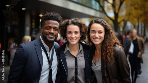 Group of collogues in the city