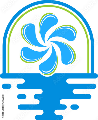 Ellipse shape with spinning water drop and water reflection
