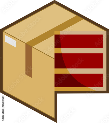 Box with red velvet cake